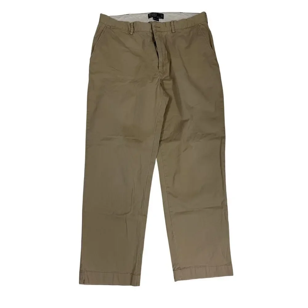 Vintage Polo Ralph Lauren Chino Pants Mens 35x30 Khaki Trousers Made in USA